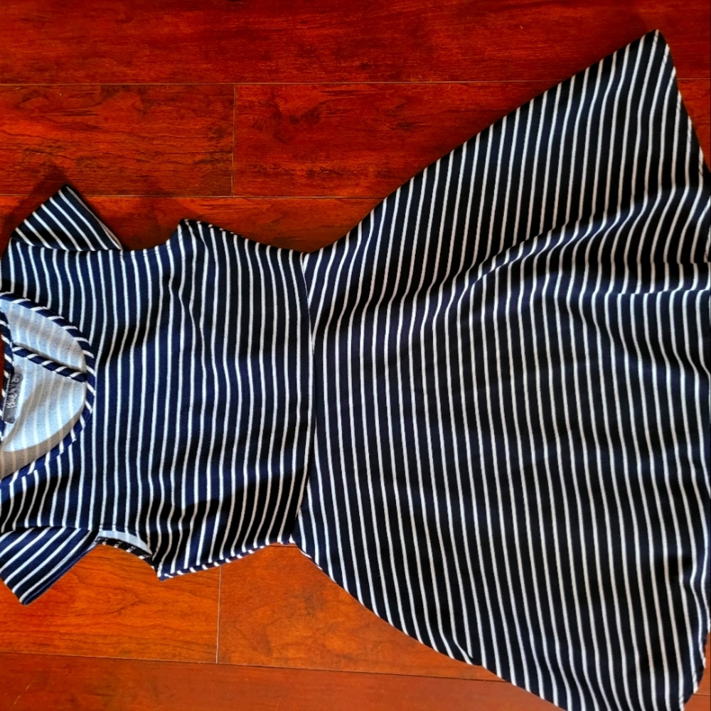 Black and white stripes dress.